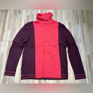 525 America Colorblock Red Turtleneck Sweater, Size Medium